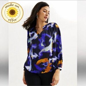 Nine West Flowy Blouse | Artistic Swirl Print | XL
Excellent Condition.